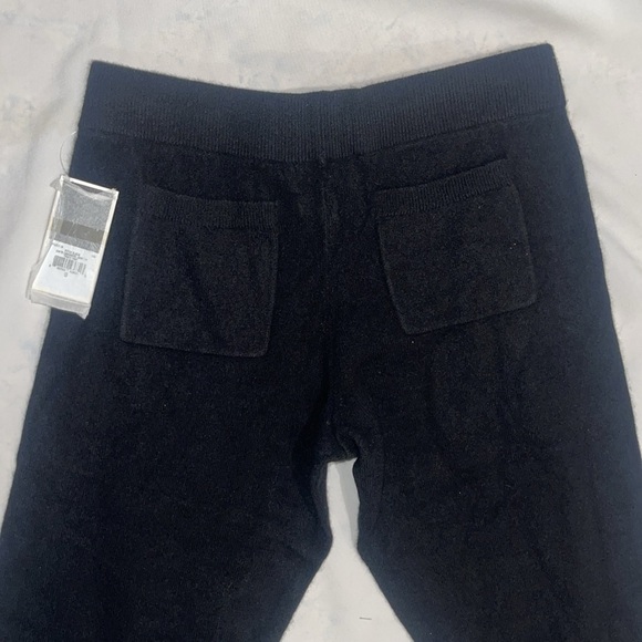 New Juicy Couture Cashmere 100% Black Pink Drawstring Track Pants Soft S - Picture 9 of 11